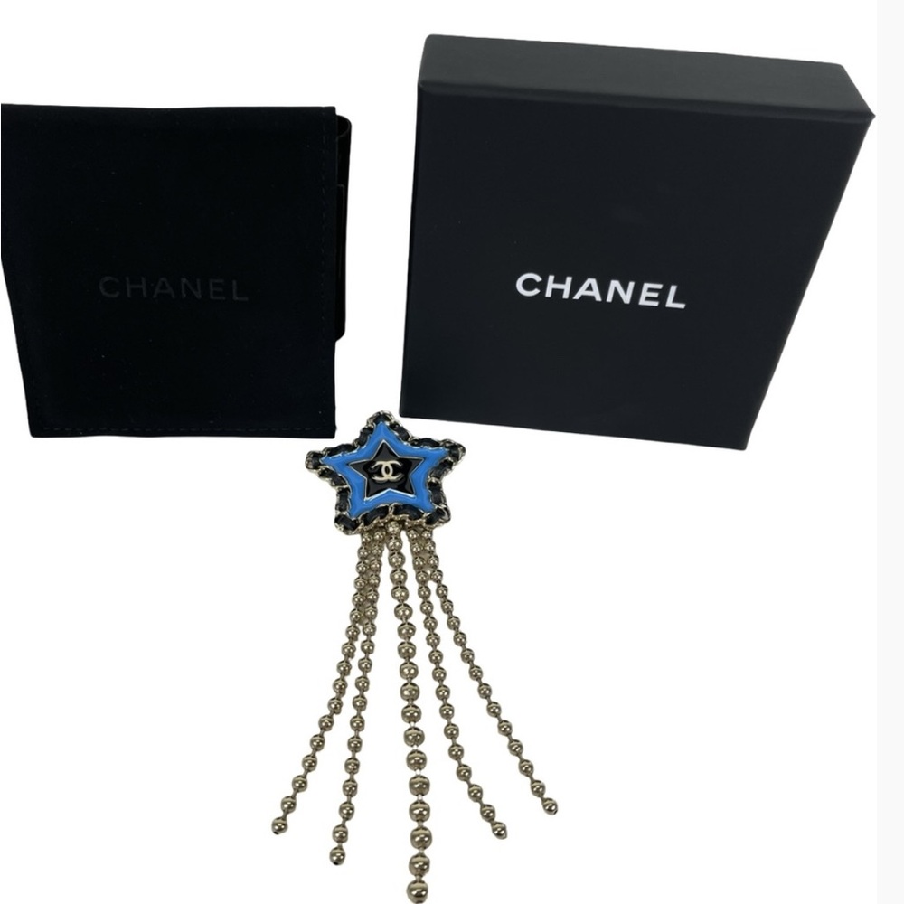 CHANEL Blue and Gold Star Brooch deal alert